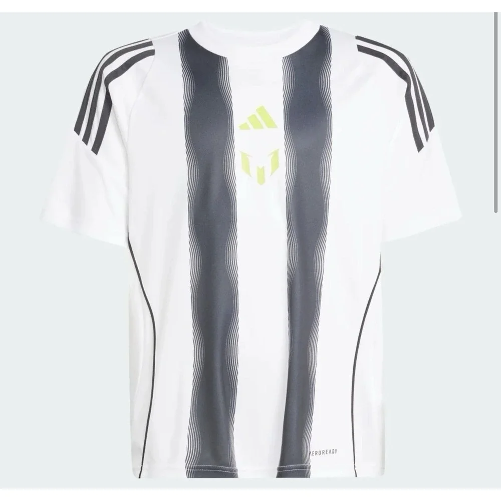 NEW Adidas Kids Youth Messi Training‎ Jersey Large JL7455 White Black